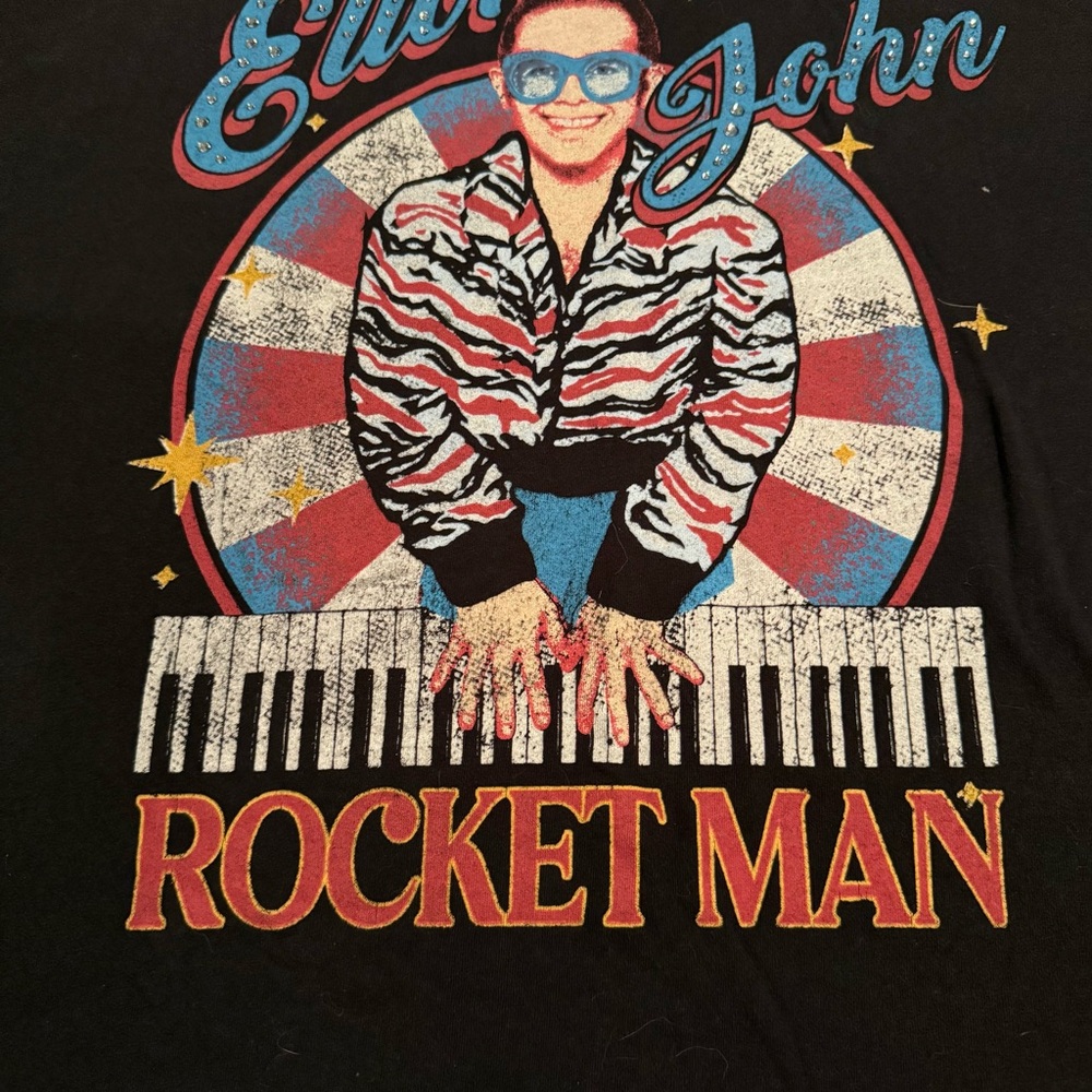 Elton John Rocket Man Black Graphic Tee - Picture 2 of 4